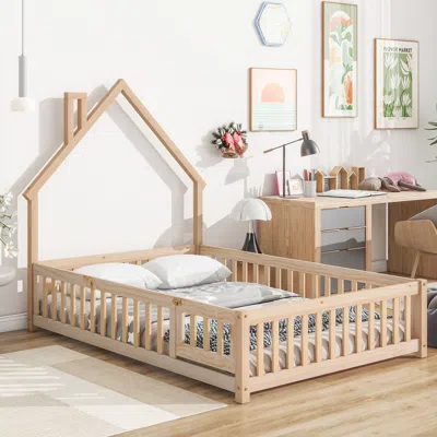 Streamdale Furniture Streamdale Full House-shaped Headboard Floor Bed With Fence
