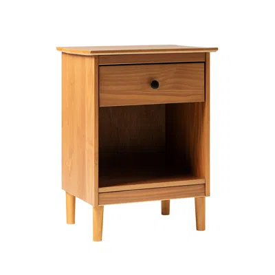 Streamdale Furniture Streamdale Classic 1-drawer Solid Wood Nightstand With Cubby - Caramel