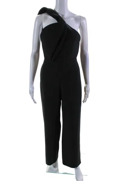 Brandon Maxwell Womens Black One Shoulder Sleeveless Wide Leg Jumpsuit In Black