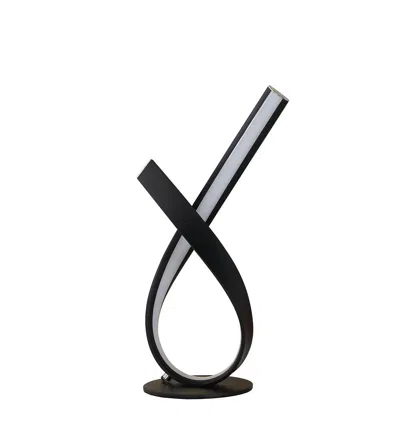 Streamdale Furniture Streamdale 17" Abstract Upright Ribbon Bow Led Black Metal Table Lamp