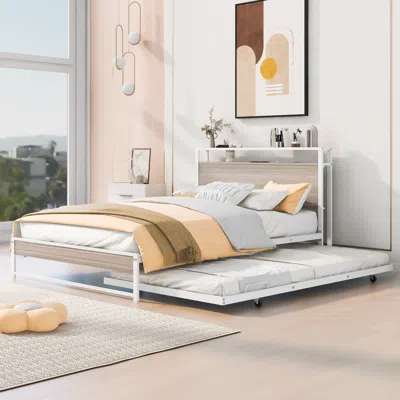 Streamdale Furniture Streamdale Full Size Metal Platform Bed Frame With Trundle