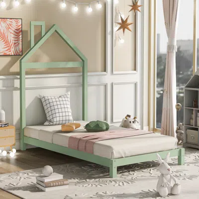 Streamdale Furniture Streamdale Full Roof-framed Headboard Floor Bed With Headboard Guardrails