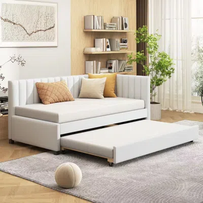Shop Streamdale Furniture Streamdale Upholstered Daybed With Trundle Twin Size Sofa Bed Frame No Box