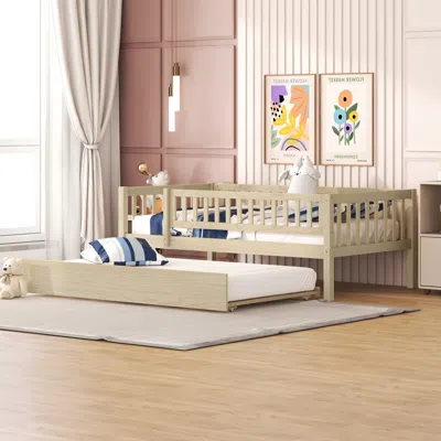 Streamdale Furniture Streamdale Twin Size Wood Daybed With Trundle And Fence Guardrails