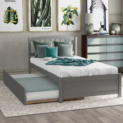 Streamdale Furniture Streamdale Twin Size Platform Bed Wood Bed Frame With Trundle