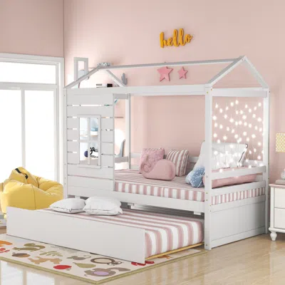 Streamdale Furniture Streamdale Twin Size House Bed Wood Bed With Twin Size Trundle