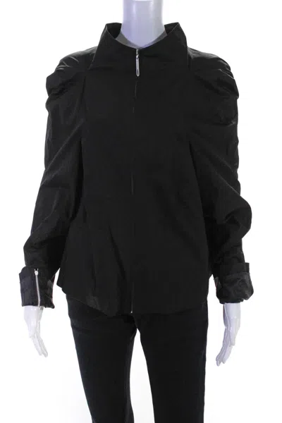 Hankim Womens Multi Panelled High Neck Sateen Full Zip Jacket Black In Black