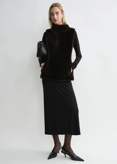 Totême Shearling-front Top Espresso In Espresso