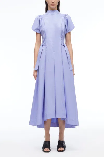 3.1 Phillip Lim Puff Sleeve Poplin Flare Dress In Hyacinth