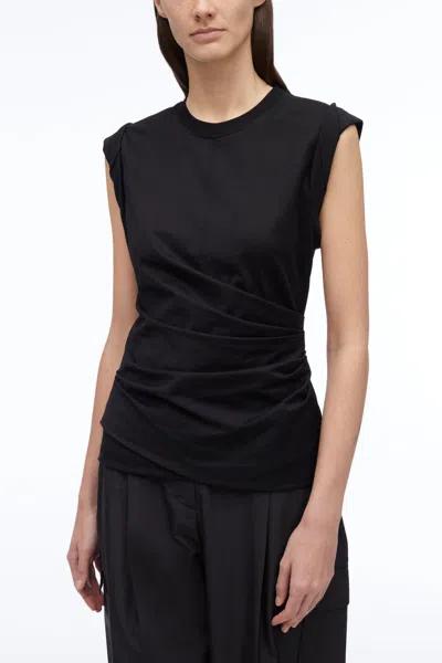 3.1 Phillip Lim Rolled Sleeve Draped Jersey Tank In Black