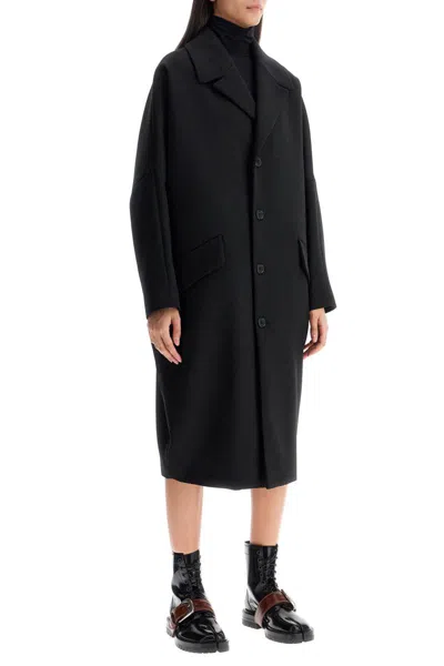 Shop Mm6 Maison Margiela "oversized Wool Blend Coat In Black