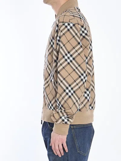 Burberry Mens Linden Ip Check Check-pattern Relaxed-fit Wool-blend Bomber Jacket In Beige