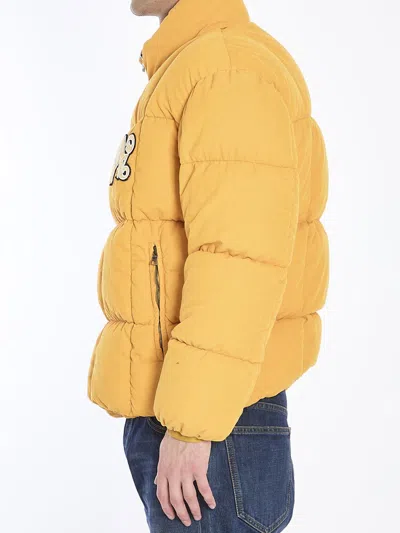 Palm Angels Monogram Corduroy Puffer Jacket In Orange