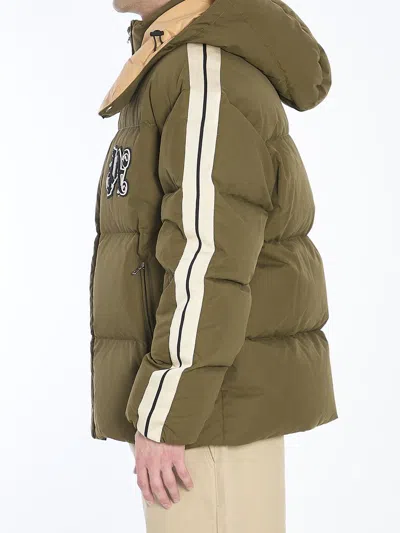 Palm Angels 'down Jacket With Logo Patch In Green