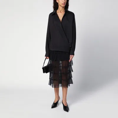 Valentino Black Shirt With Drawstring In Black