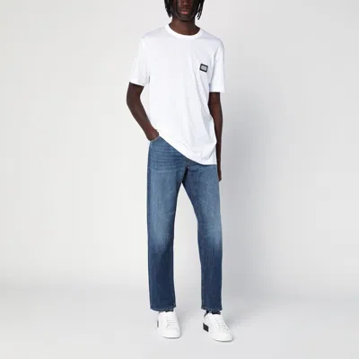 Dolce & Gabbana Dolce&gabbana White Crewneck T Shirt With Logo Plaque In White
