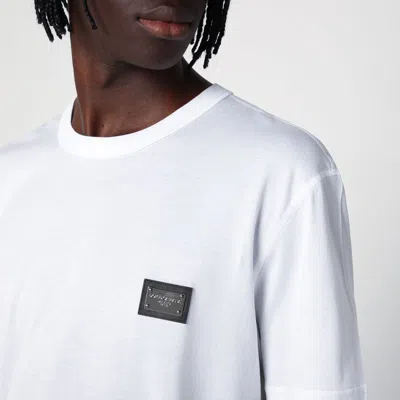 Dolce & Gabbana Dolce&gabbana White Crewneck T Shirt With Logo Plaque In White