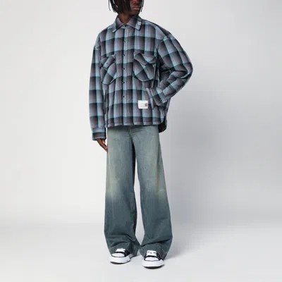 Miharayasuhiro Padded Shirt With Check Pattern And Chest Pockets In Blue