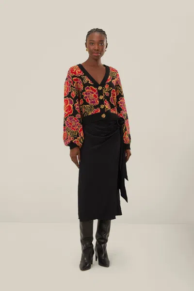 Farm Rio Active Black Midi Skirt