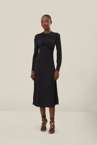 Farm Rio Active Black Twisted Cup Midi Dress In Black