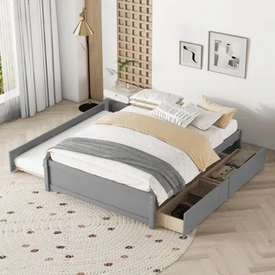 Streamdale Furniture Streamdale Queen Upholstered Platform Bed With Twin Size Trundle And Two