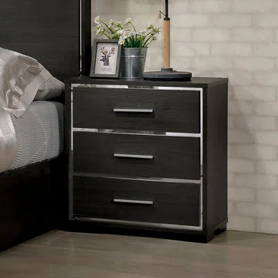 Streamdale Furniture Streamdale 1 Nightstand Solid Wood Warm Sleek Modern Lines Chrome Trim Insert