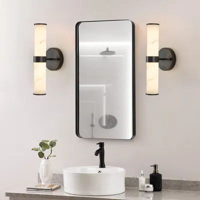 Streamdale Furniture Streamdale Resin Imitation Marble Texture Wall Light With Black Iron Metal Frame