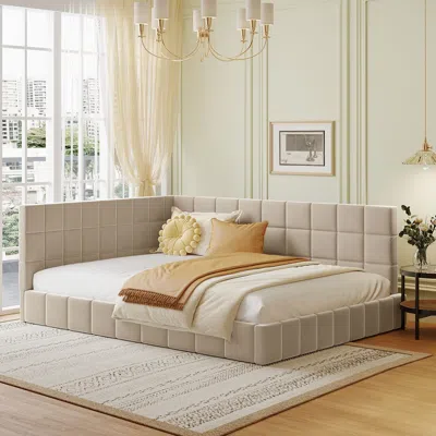 Streamdale Furniture Streamdale Full Size Upholstered Daybed/sofa Bed Frame-beige
