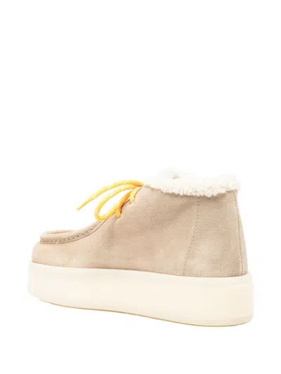 Miu Miu Suede Flatform Boots In Nude