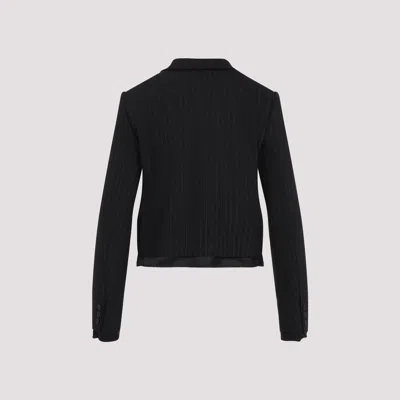 Miu Miu Pinstripe Wool Blazer In Black