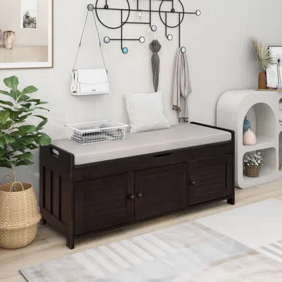 Streamdale Furniture Streamdale Storage Bench With 3 Shutter-shaped Doors With Removable Cushion
