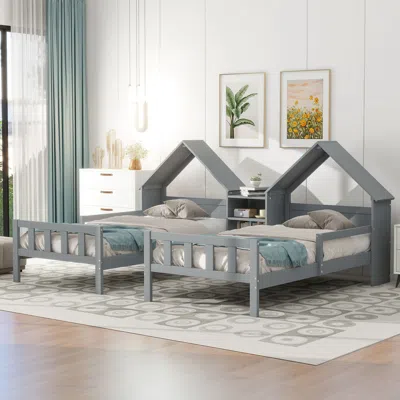 Streamdale Furniture Streamdale Double Twin Size Platform Bed With House-shaped Headboard And A