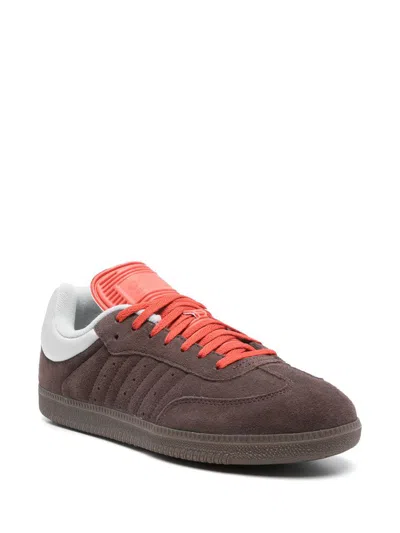Y-3 Adidas X Dingyun Zhang Samba Sneakers In Brown Oxide/brown Oxide/surf Red