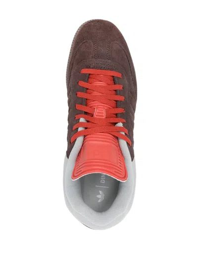 Y-3 Adidas X Dingyun Zhang Samba Sneakers In Brown Oxide/brown Oxide/surf Red