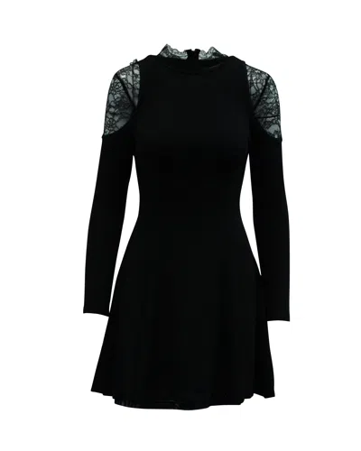 Alice And Olivia Alice + Olivia Lace Collar Short Dress In Black Viscose In Black
