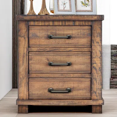 Streamdale Furniture Streamdale Rustic Three Drawer Reclaimed Solid Wood Framhouse Nightstand (old Sku:wf298401aad)