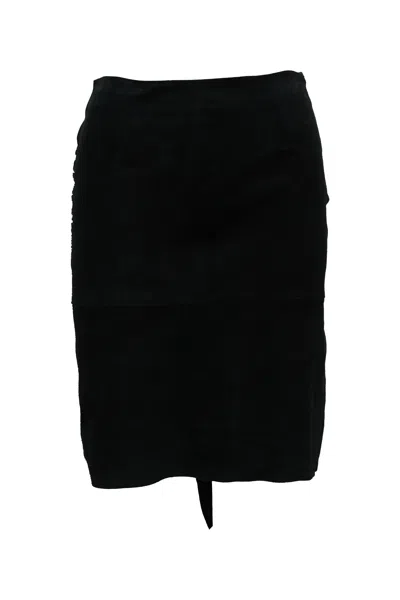 Ba&sh Asymmetric Skirt In Black Goatskin Leather In Black