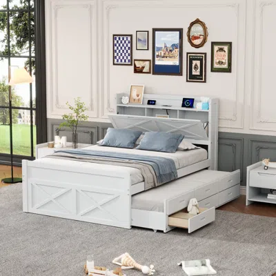 Streamdale Furniture Streamdale Full Size Wooden Bed With Storage Headboard With Outlets