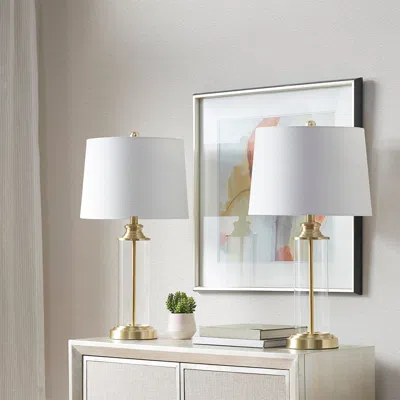 Streamdale Furniture Streamdale Clarity Glass Cylinder Table Lamp Set Of 2