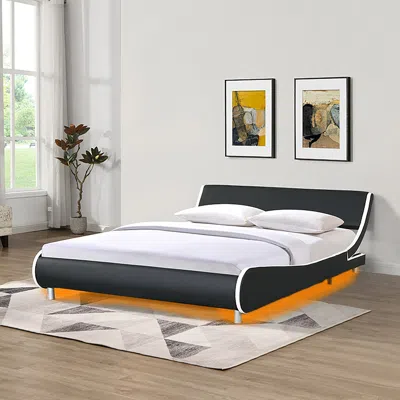 Streamdale Furniture Streamdale Led Upholstered Platform Bed