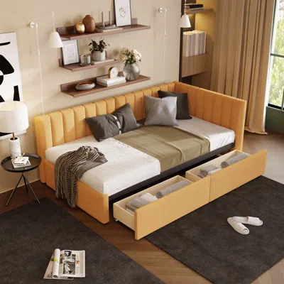 Streamdale Furniture Streamdale Upholstered Daybed With 2 Storage Drawers Twin Size Sofa Bed Frame