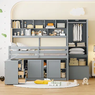 Streamdale Furniture Streamdale Full Size Wooden Loft Bed Big Storage With Under-bed Desk