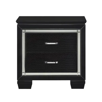 Streamdale Furniture Streamdale Glamourous Black Finish 1 Piece Nightstand 2x Dovetail Drawers Faux