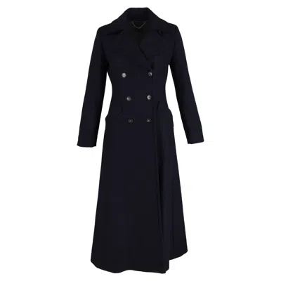 Max Mara Double-breasted Flare Coat In Navy Blue Wool In Blue