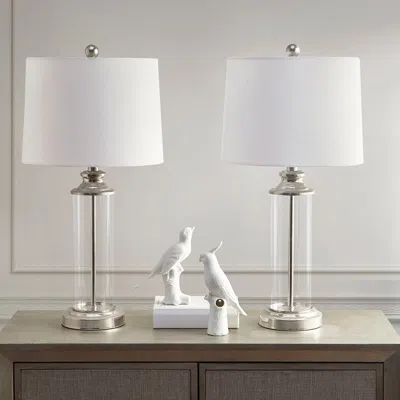 STREAMDALE FURNITURE STREAMDALE CLARITY GLASS CYLINDER TABLE LAMP SET OF 2 