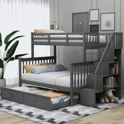 Streamdale Furniture Streamdale Stairway Twin-over-full Bunk Bed With Twin Size Trundle