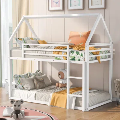 Streamdale Furniture Streamdale Twin Over Twin House Bunk Bed With Built-in Ladder