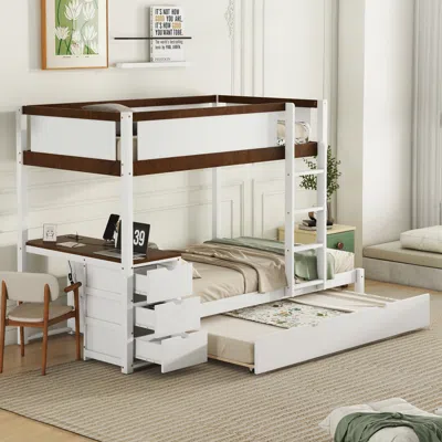 Streamdale Furniture Streamdale Twin Over Twin Bunk Bed With Twin Size Trundle