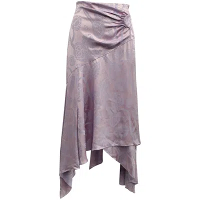 Peter Pilotto Jacquard Midi Skirt In Purple Satin In Purple