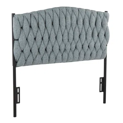 Streamdale Furniture Streamdale Braided Matisse Twin Size Headboard In Black Metal And Blue Fabric